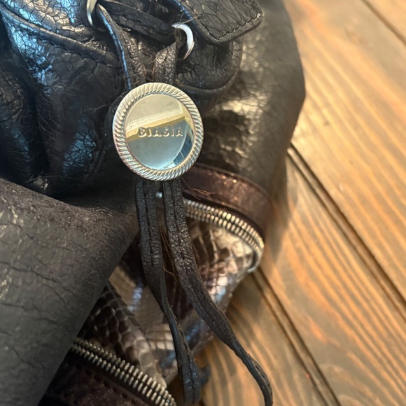 Limited Edition 30 Years Biasia Genuine Leather Snake Bag Metallic Purple Silver - Picture 7 of 13